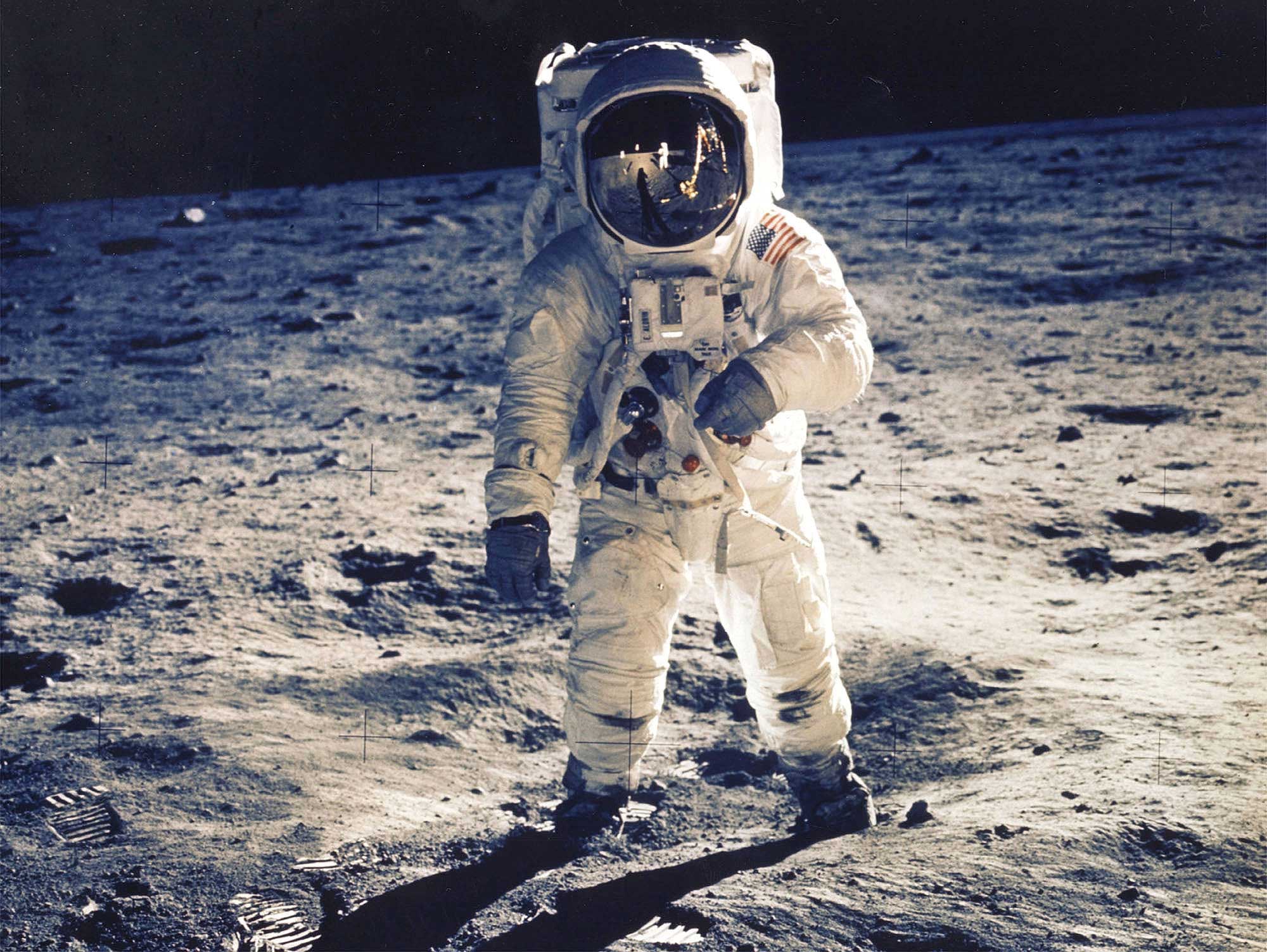 NASA astronaut walking on the moon