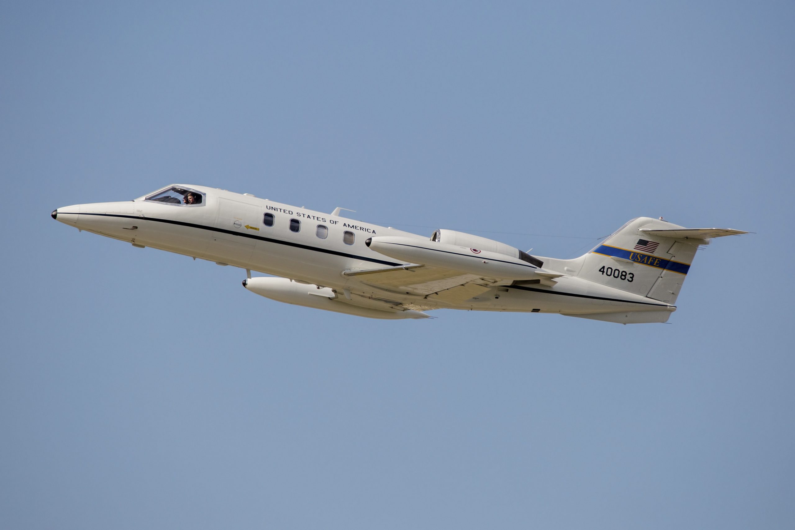 U.S. Air Forces in Europe C-21 Learjet flying