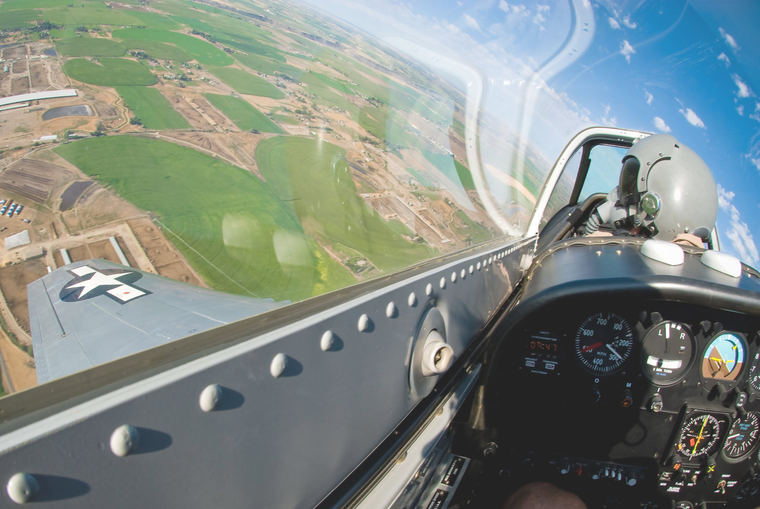 P-51 cockpit in flight