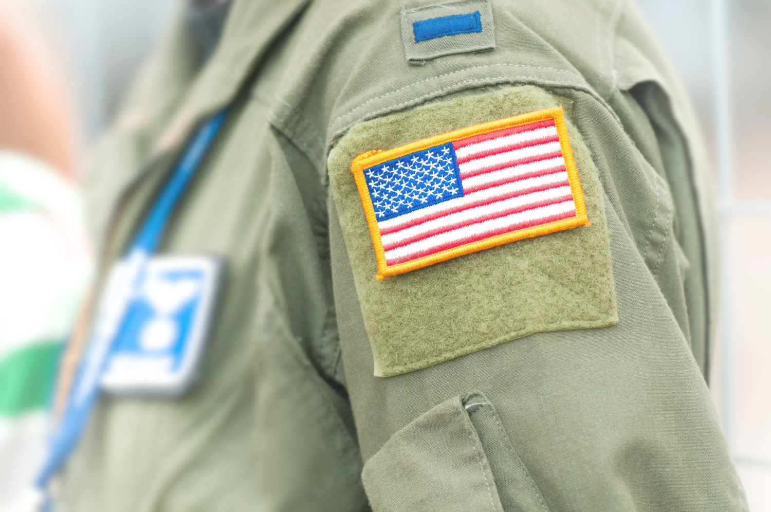 American flag on USAF uniform of person
