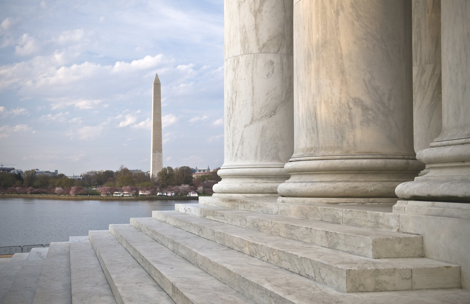 Jefferson Memorial with Washington Monument in background