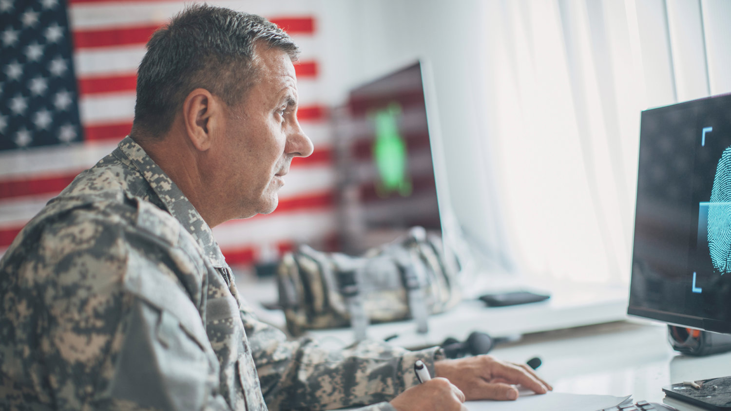 Man at computer working