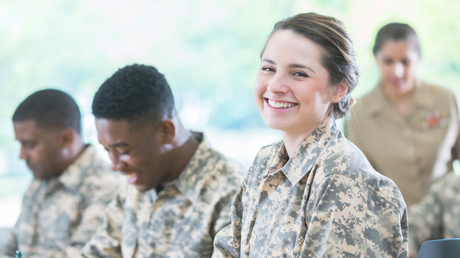 Female soldier smiling