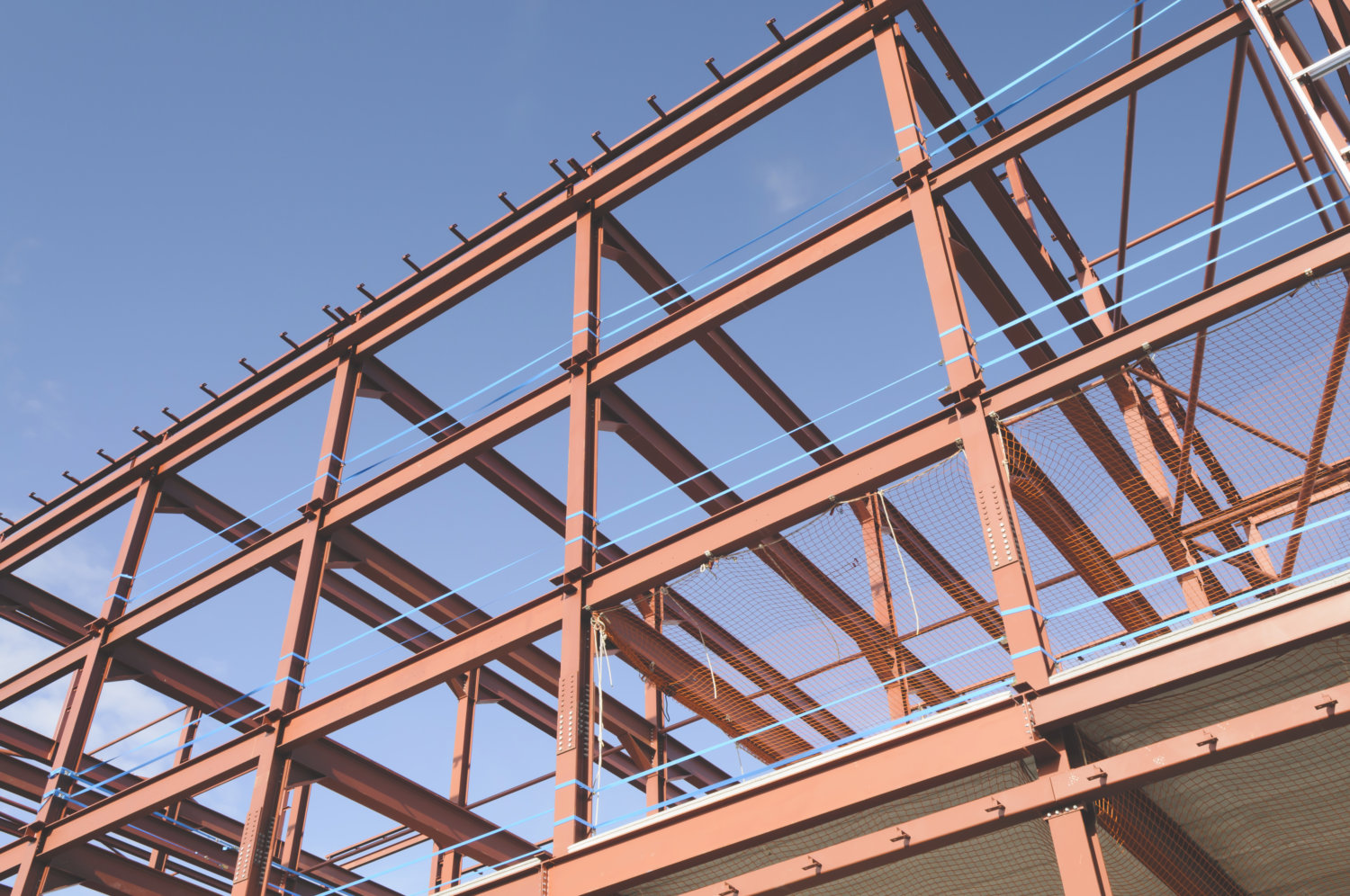 Steel frame of a building under construction